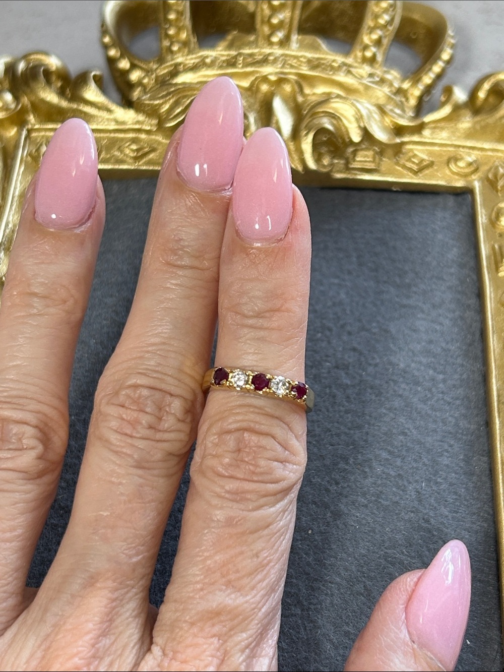 Ruby,CZ and14K HGE Band Ring
